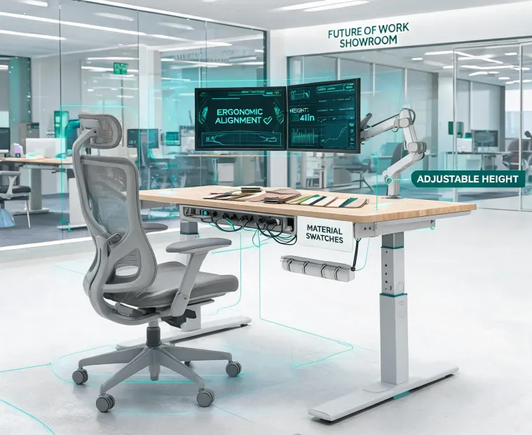 Adjustable workstation with ergonomic setup
