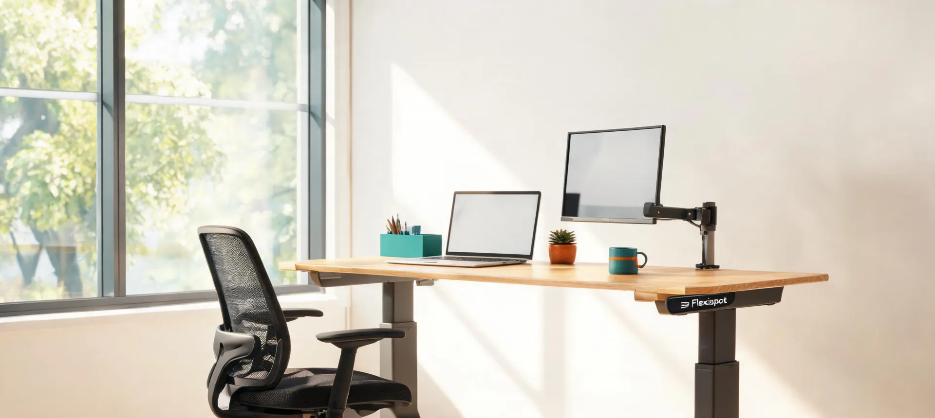 Flexispot standing desk in a hybrid office