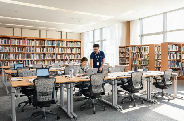 University library adjustable workstation area